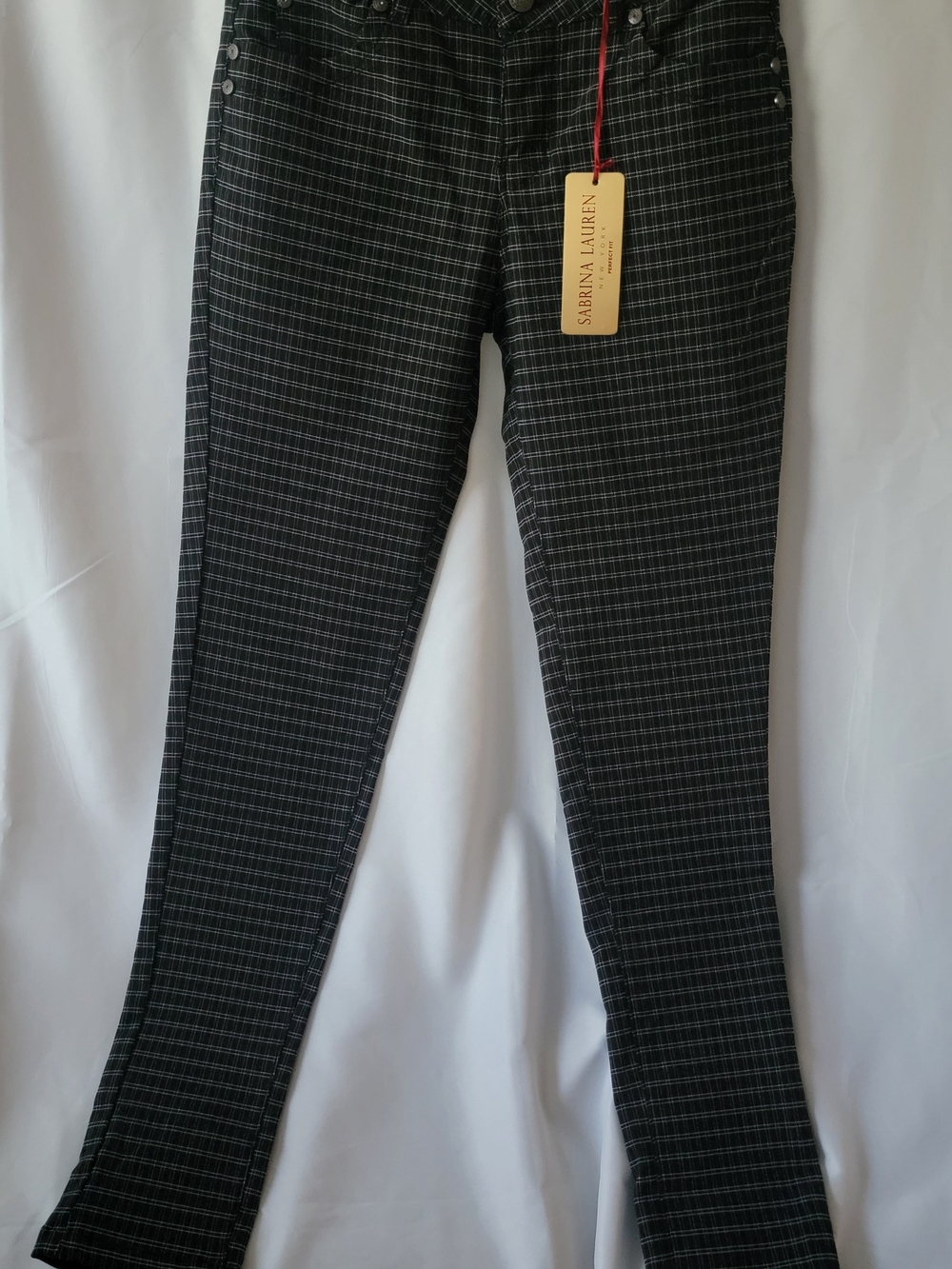 Sabrina Lauren Black Check Women’s Pants Size 6 NWT